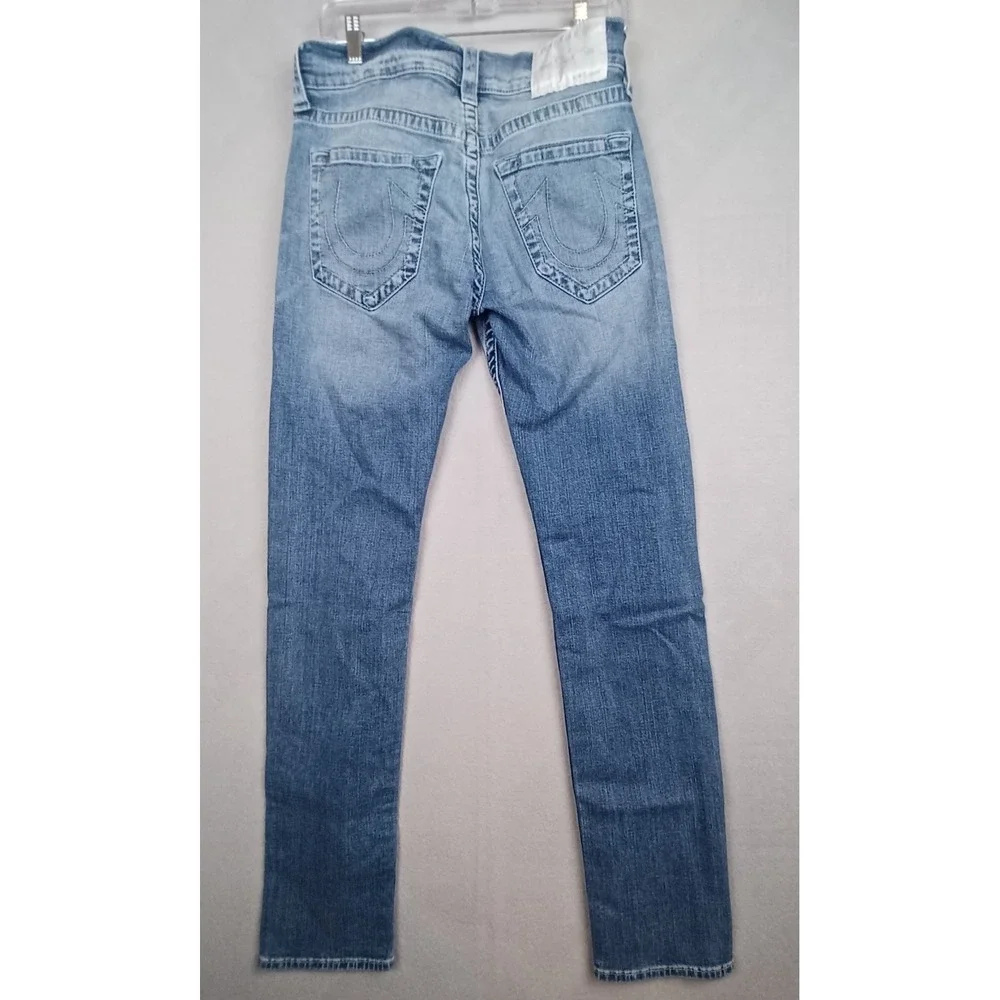 True Religion Men Jeans 30 Blue Denim Geno Relaxed Slim Logo 31